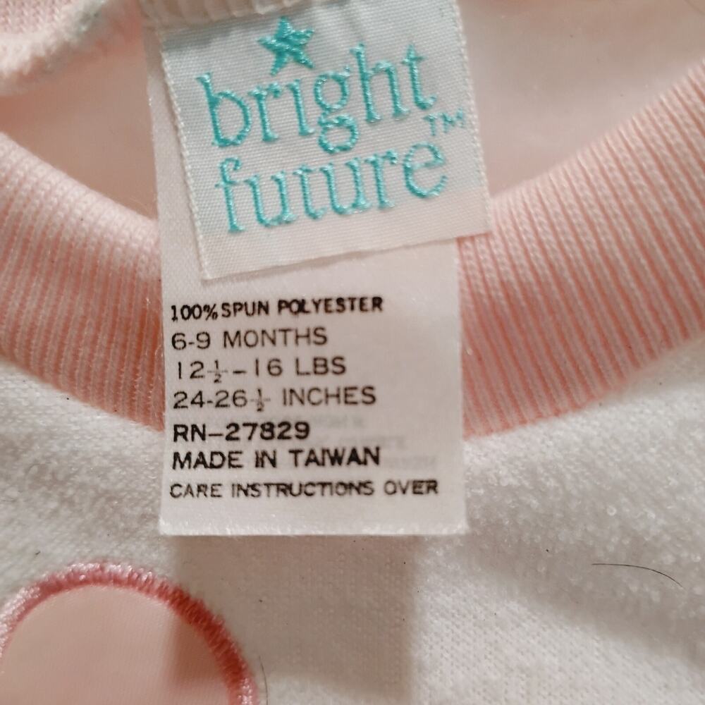 VTG Bright Future 6-9 Months Baby Pink White Bunny Cat Balloon Fleece Outfit NWT - Picture 3 of 6